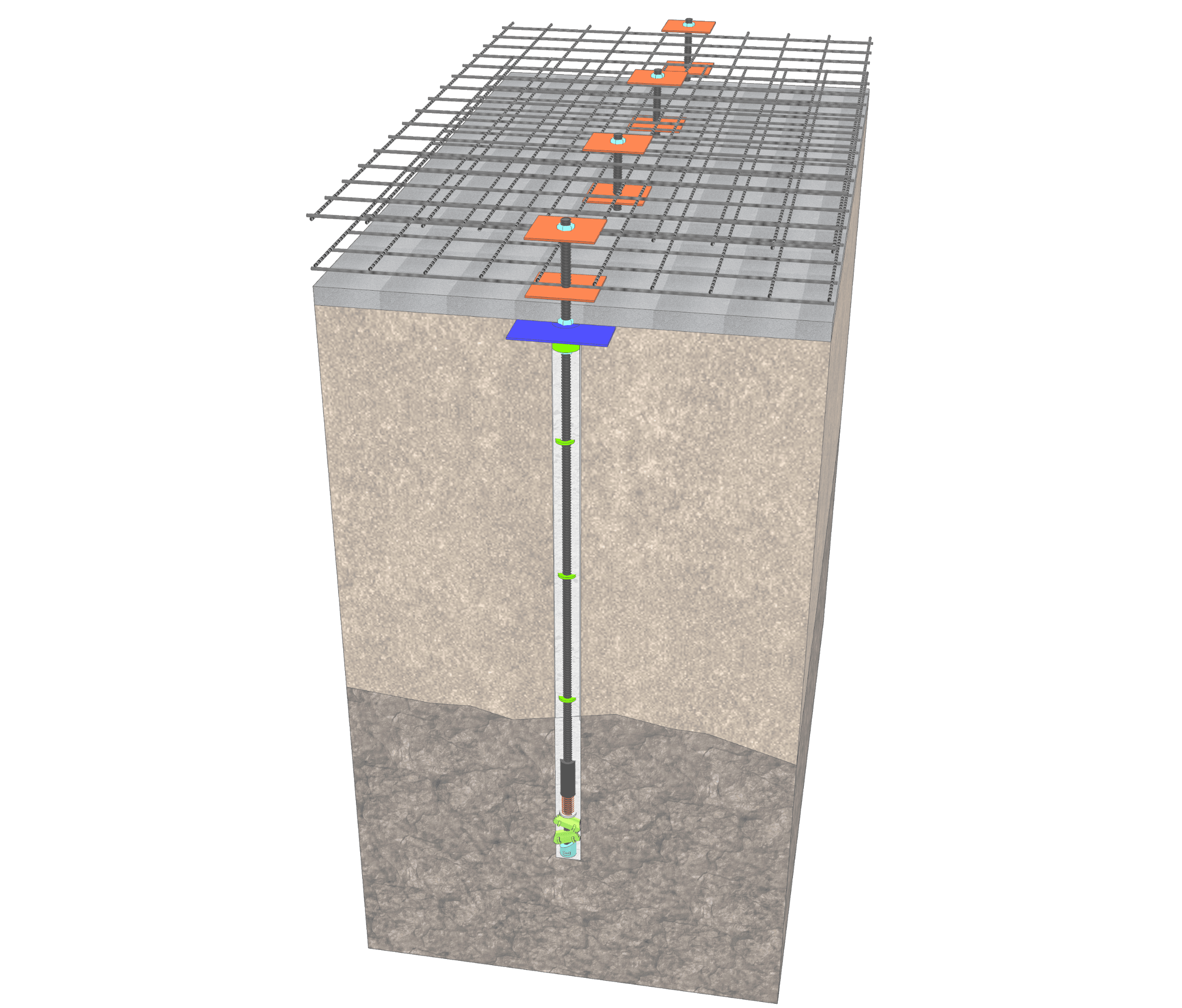 하부슬래브 철근배근 및 보강재 연결고정